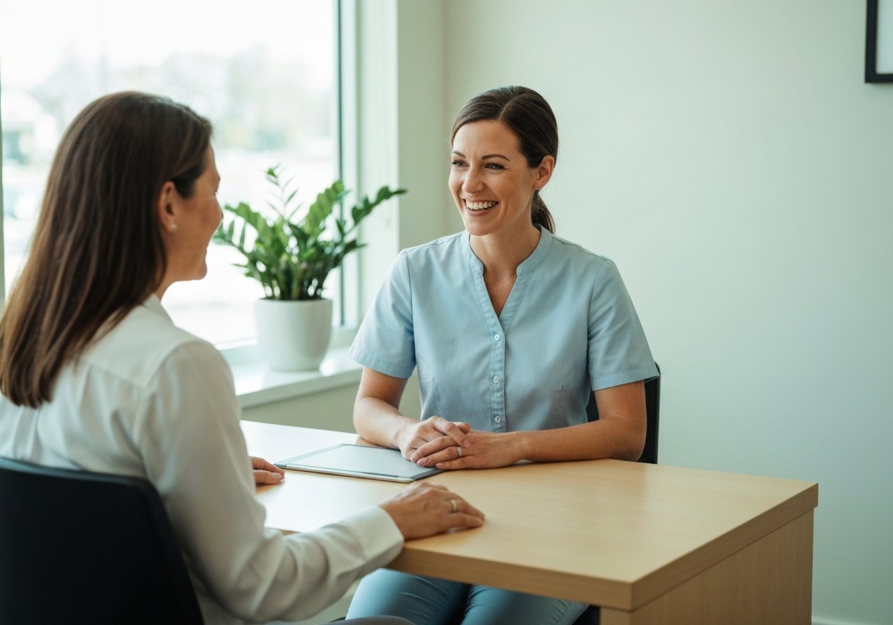 Dental team explaining X-ray results to patient